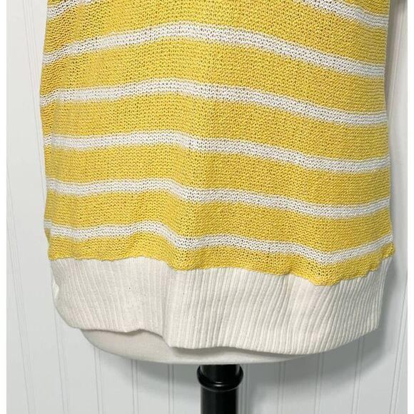 Zara Oversized Striped Knit V-Neck‎ Sweater Vest Sleeveless Yellow White Small - Picture 5 of 12